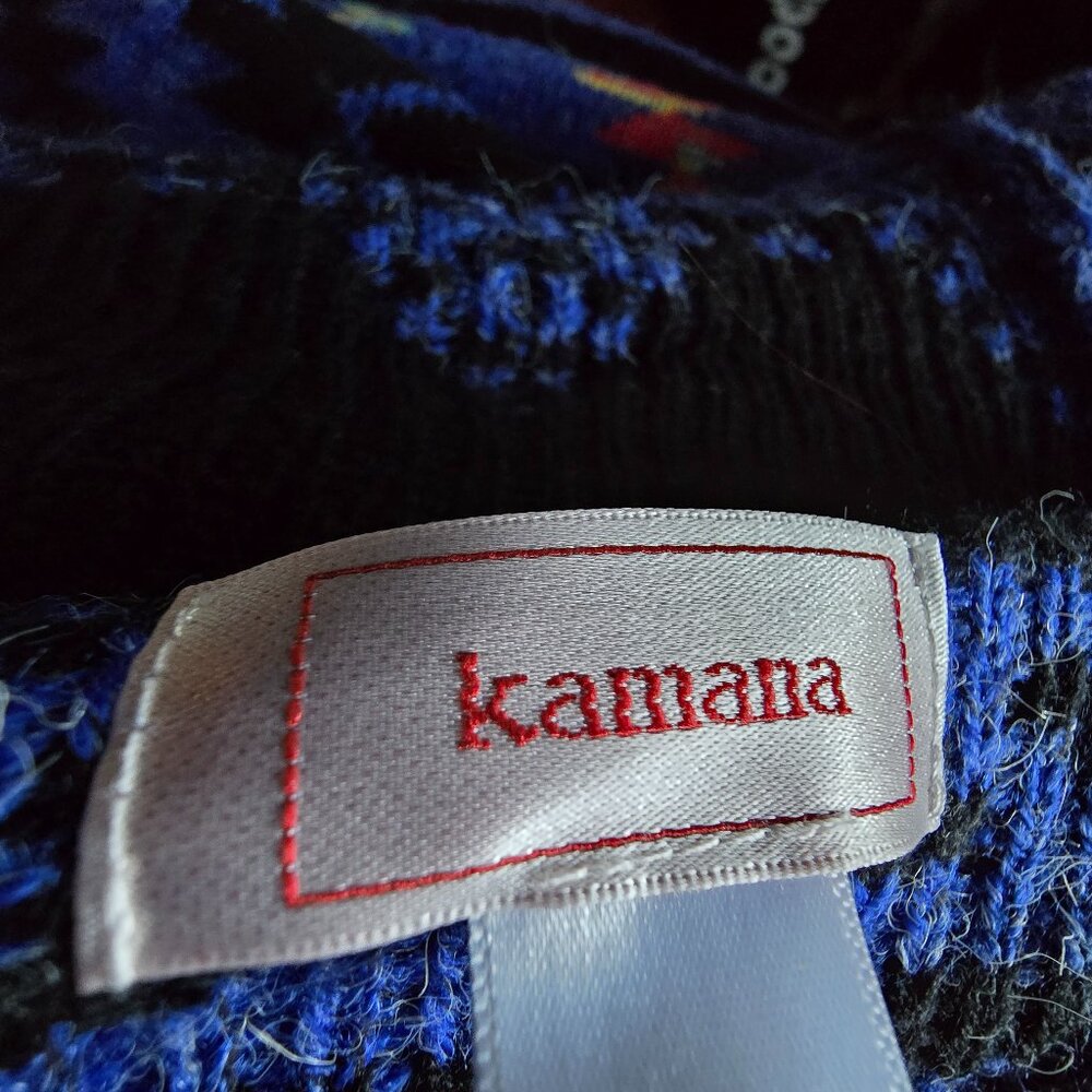 NWOT KAMANA (MED) Aztec/Tribal "Denim Blue" Cardigan Sweater - Picture 6 of 7